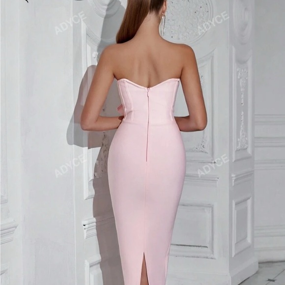 SHEIN Pink Maxi Bodycon Strapless Cocktail Dress - Picture 2 of 5